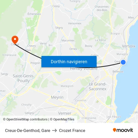 Creux-De-Genthod, Gare to Crozet France map