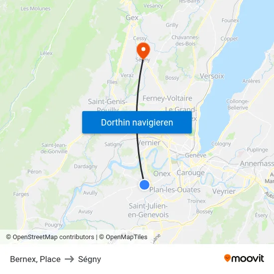 Bernex, Place to Ségny map