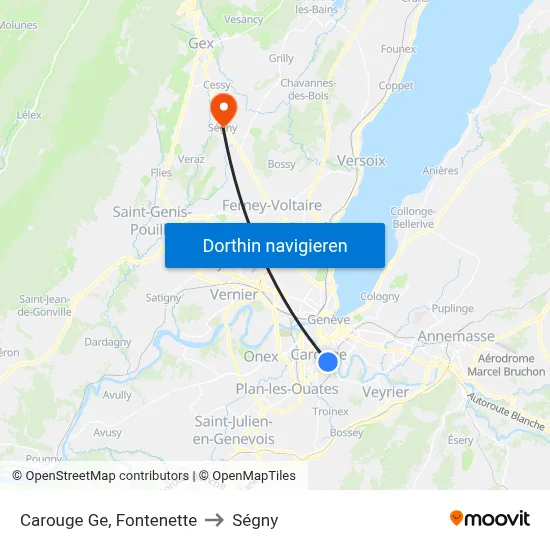 Carouge Ge, Fontenette to Ségny map