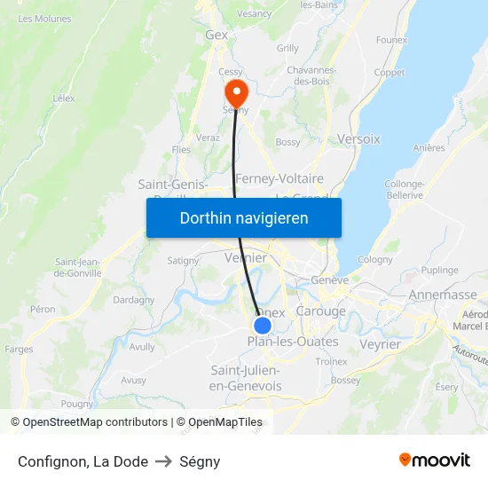 Confignon, La Dode to Ségny map