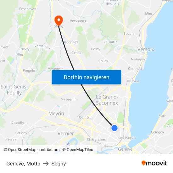 Genève, Motta to Ségny map