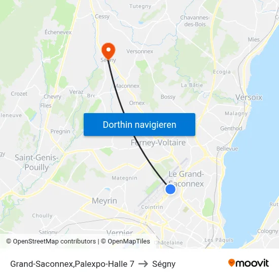 Grand-Saconnex,Palexpo-Halle 7 to Ségny map