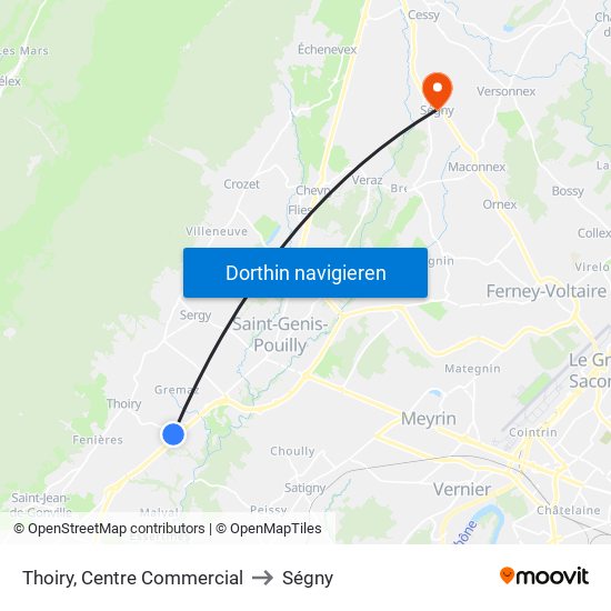 Thoiry, Centre Commercial to Ségny map