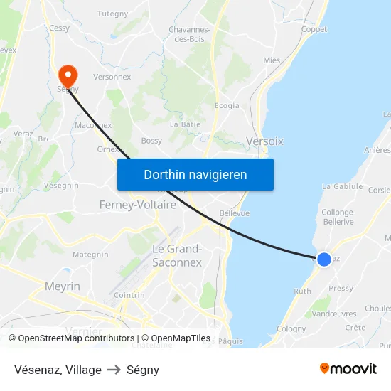 Vésenaz, Village to Ségny map