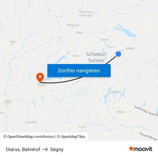 Glarus, Bahnhof to Ségny map