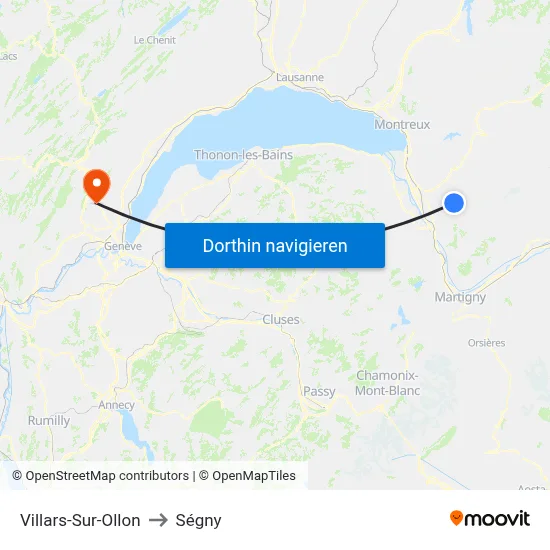 Villars-Sur-Ollon to Ségny map