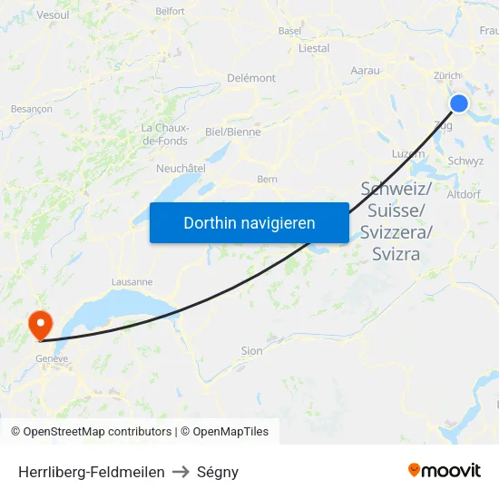 Herrliberg-Feldmeilen to Ségny map