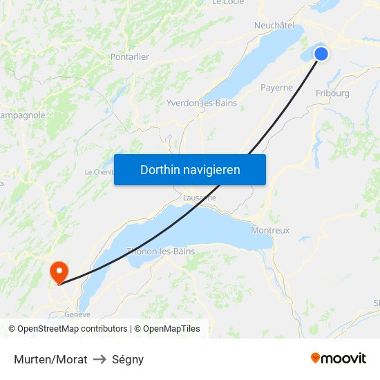 Murten/Morat to Ségny map