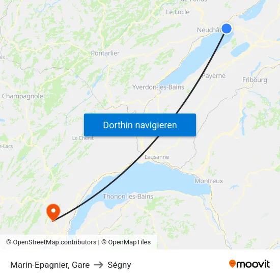 Marin-Epagnier, Gare to Ségny map