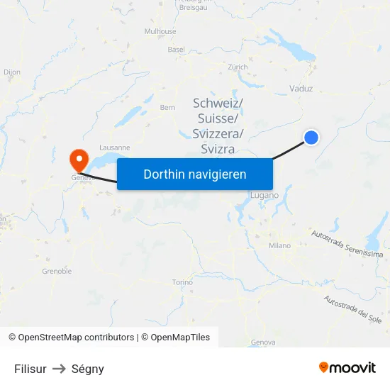 Filisur to Ségny map