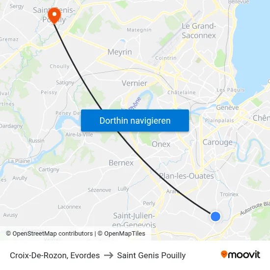 Croix-De-Rozon, Evordes to Saint Genis Pouilly map