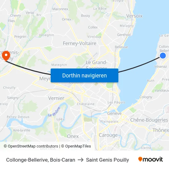 Collonge-Bellerive, Bois-Caran to Saint Genis Pouilly map