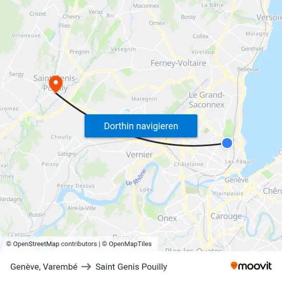 Genève, Varembé to Saint Genis Pouilly map