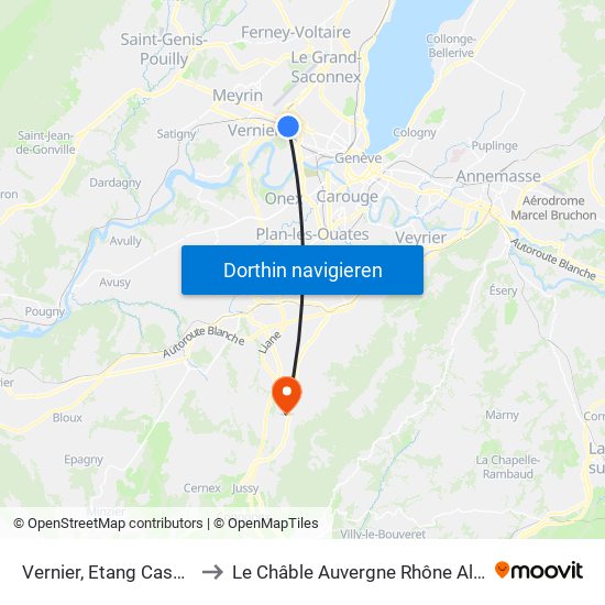 Vernier, Etang Casa-Bamba to Le Châble Auvergne Rhône Alpes France map