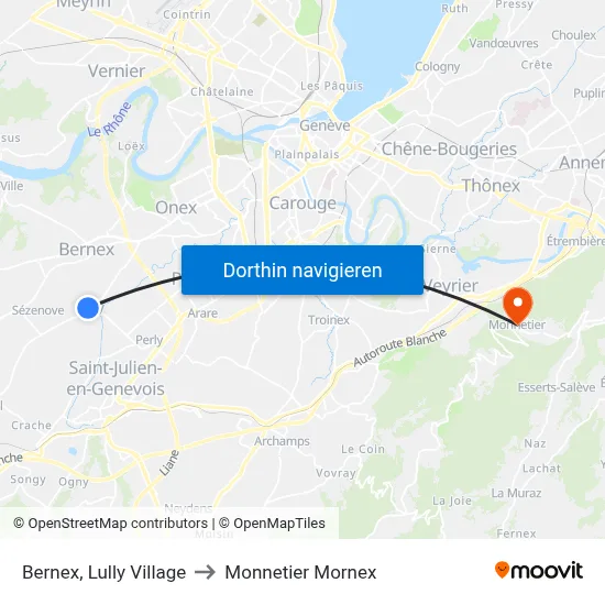 Bernex, Lully Village to Monnetier Mornex map
