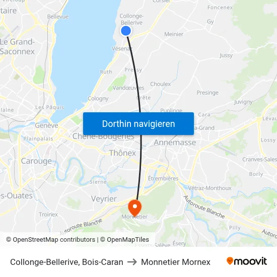 Collonge-Bellerive, Bois-Caran to Monnetier Mornex map