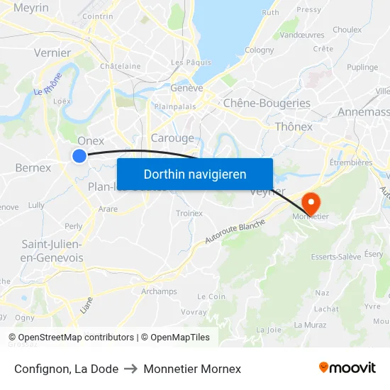 Confignon, La Dode to Monnetier Mornex map
