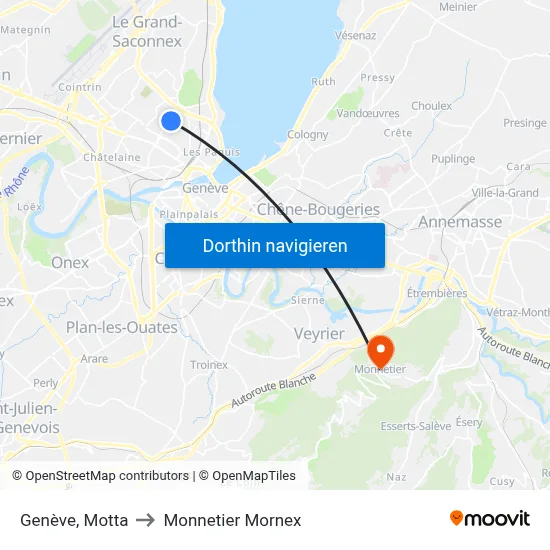 Genève, Motta to Monnetier Mornex map