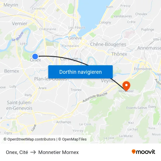 Onex, Cité to Monnetier Mornex map