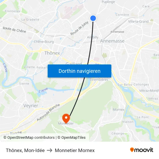 Thônex, Mon-Idée to Monnetier Mornex map