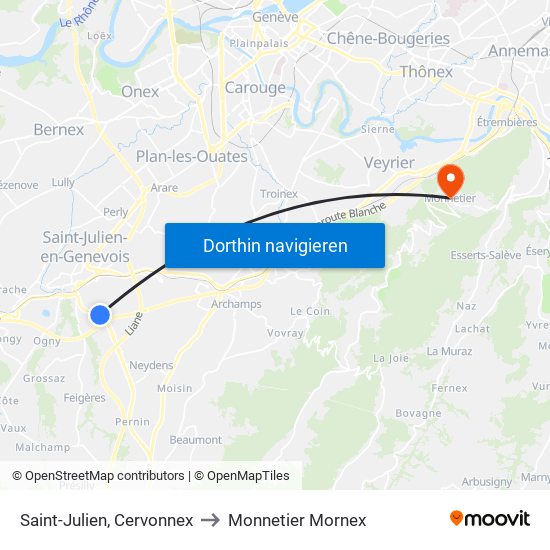 Saint-Julien, Cervonnex to Monnetier Mornex map