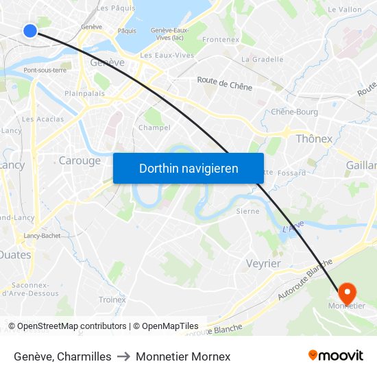 Genève, Charmilles to Monnetier Mornex map