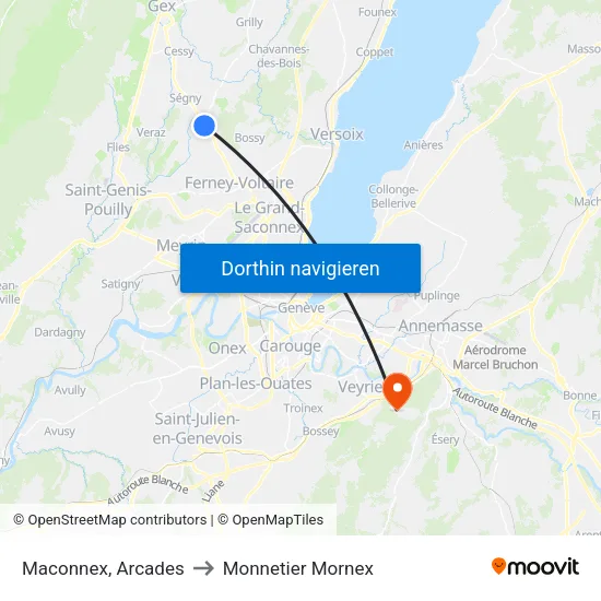Maconnex, Arcades to Monnetier Mornex map