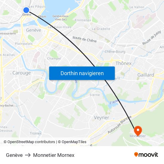 Genève to Monnetier Mornex map