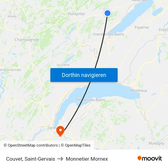 Couvet, Saint-Gervais to Monnetier Mornex map