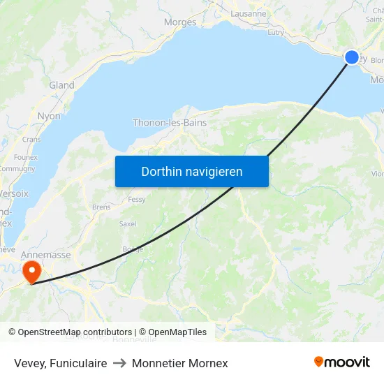 Vevey, Funiculaire to Monnetier Mornex map