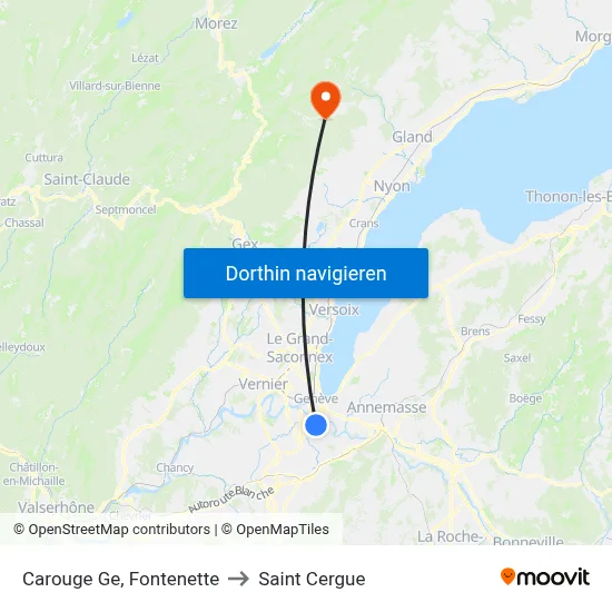 Carouge Ge, Fontenette to Saint Cergue map