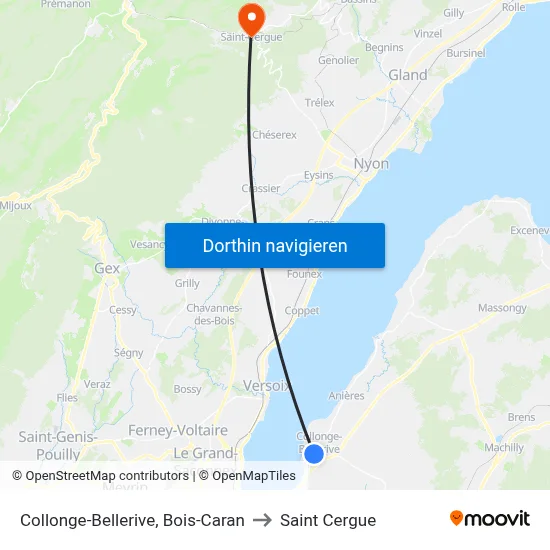 Collonge-Bellerive, Bois-Caran to Saint Cergue map