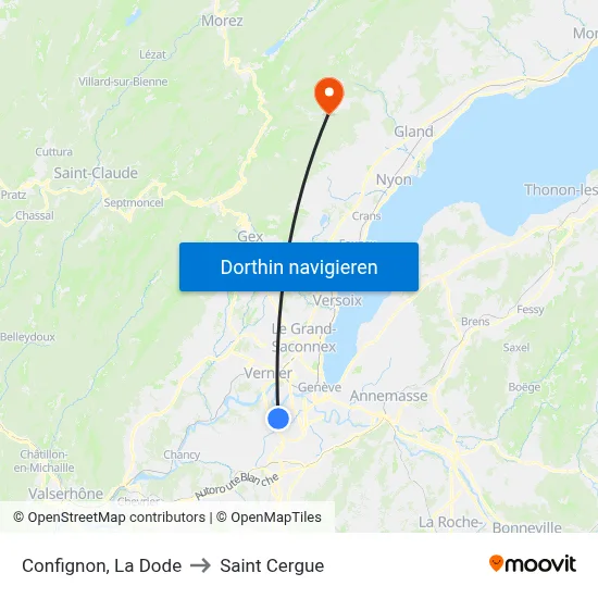 Confignon, La Dode to Saint Cergue map