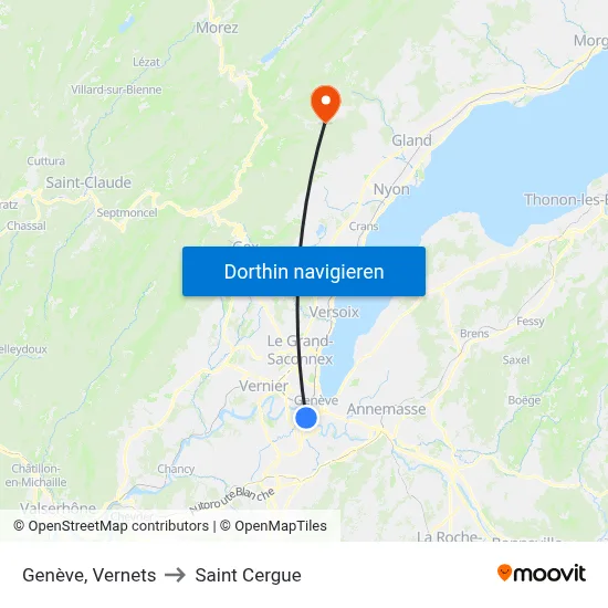 Genève, Vernets to Saint Cergue map