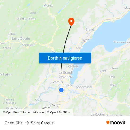 Onex, Cité to Saint Cergue map