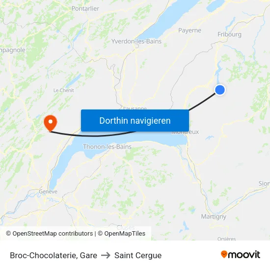 Broc-Chocolaterie, Gare to Saint Cergue map