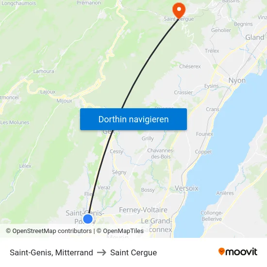 Saint-Genis, Mitterrand to Saint Cergue map