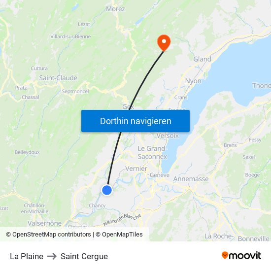 La Plaine to Saint Cergue map