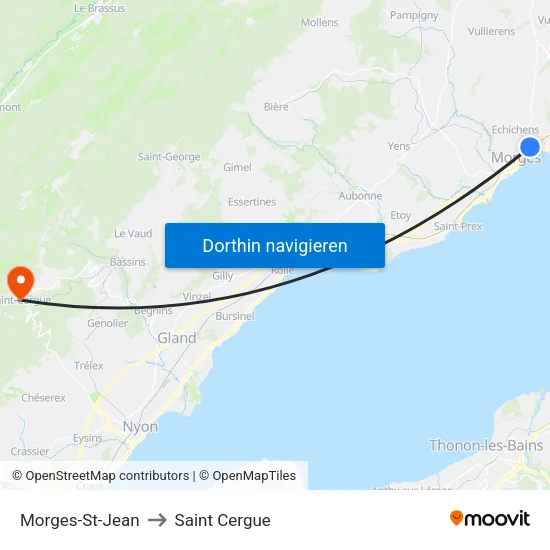 Morges-St-Jean to Saint Cergue map