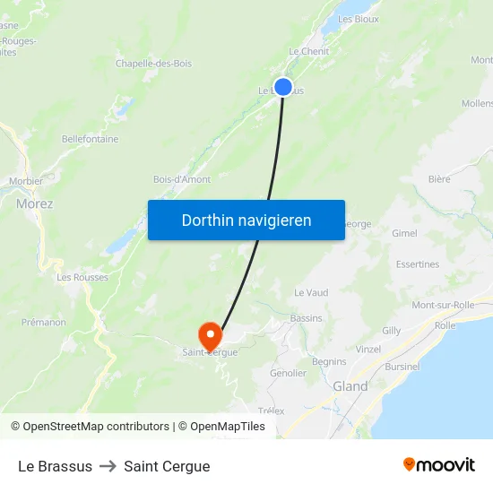Le Brassus to Saint Cergue map