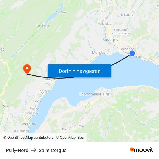 Pully-Nord to Saint Cergue map