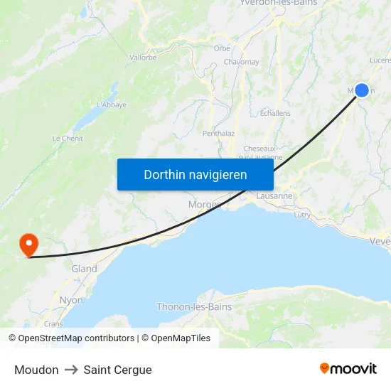 Moudon to Saint Cergue map