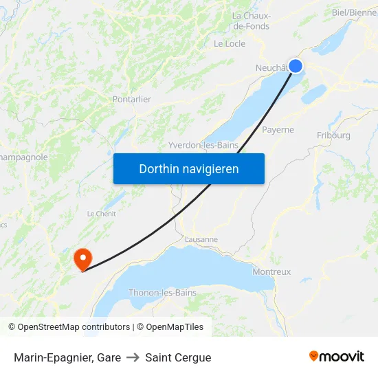 Marin-Epagnier, Gare to Saint Cergue map