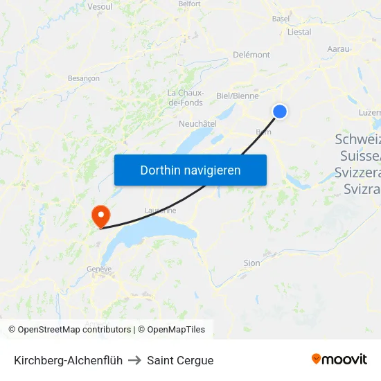 Kirchberg-Alchenflüh to Saint Cergue map