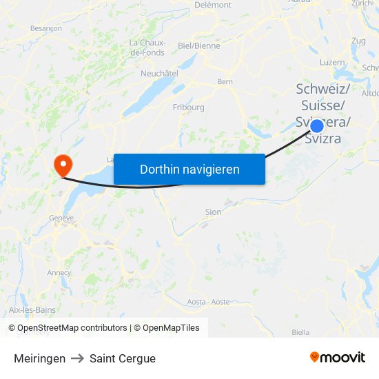 Meiringen to Saint Cergue map