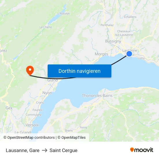 Lausanne, Gare to Saint Cergue map