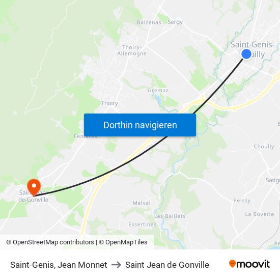 Saint-Genis, Jean Monnet to Saint Jean de Gonville map