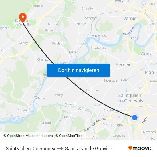 Saint-Julien, Cervonnex to Saint Jean de Gonville map