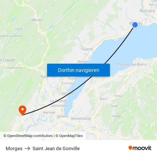 Morges to Saint Jean de Gonville map