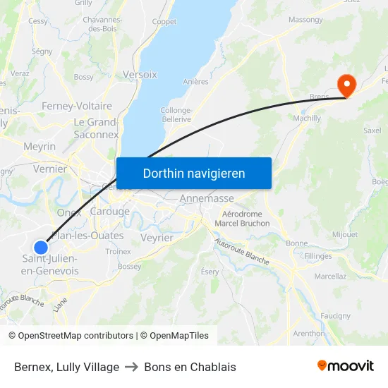 Bernex, Lully Village to Bons en Chablais map